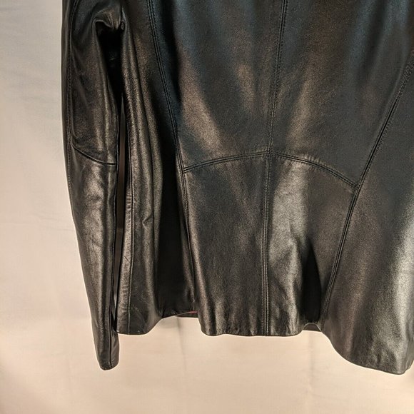 Pelle Studio Genuine Leather Black Jacket Coat Full zip collared Women's Small S - Picture 9 of 16